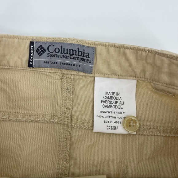 VTG Columbia Women's Cargo Shorts Tan Gorpcore Granola Girl Outdoor Soft Utility - Picture 3 of 10